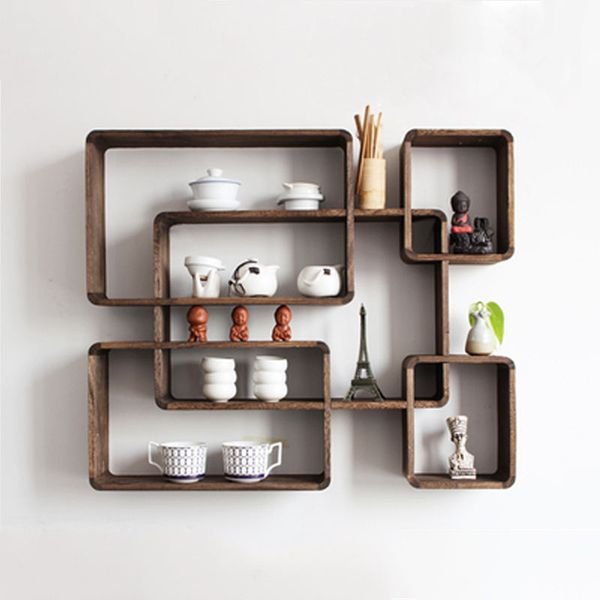 Display Best Show Pieces Wooden Home Decoration Wall Hanging Wine Rack Wall Shelf