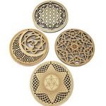 Hot Sale Laser Cutting Carve Wooden Engraved Wood Grid Sacred Geometry Wall Sign Decor Craft
