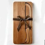 JUNJI Wooden Bread Bow Knife Cutting Board Stainless Steel Kitchen Perfect Gift
