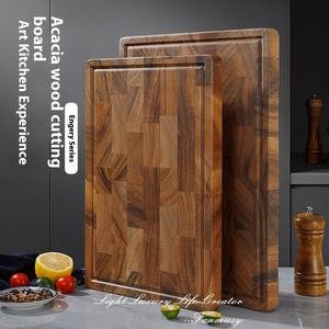South American Walnut Engraved Solid Wood Chopping Board Thickened Steak Pizza Food Cutting Plate for Cheese Serving Barbecue