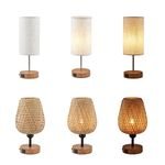 Modern Bedroom Nightstand Light Dimmable Button Switch USB Adapter Supply Bedside Fabric Table Lamp Wood Desk Lamp Table Light