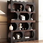 French Retro Style Hadid Bookshelf Solid Wood Floor Bookcase Display Cabinet Wall-Mounted Half-Wall Living Room Storage Gym