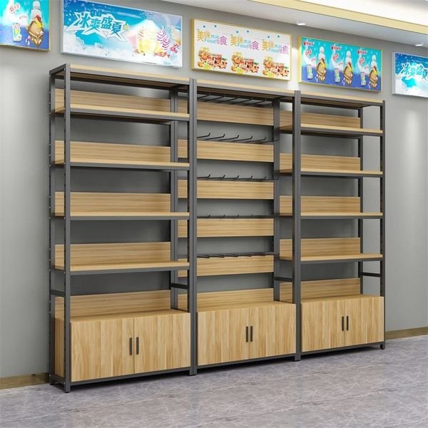 Customized Cosmetic Store Furniture Shelves Wooden Metal Shop Display Rack Supermarket Shelving at Price