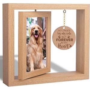 2025 Factory Hot Sale Wooden Rotating Photo Frame Pet Commemorative Desktop Decoration Ornaments