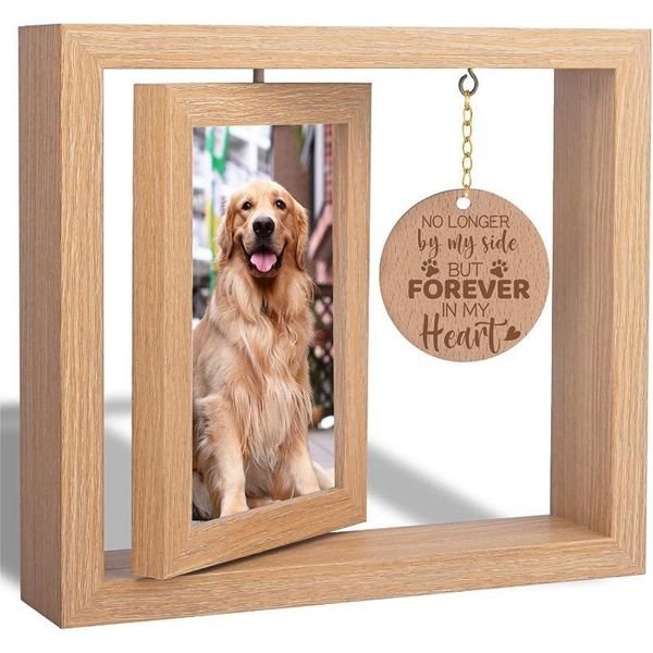2025 Factory Hot Sale Wooden Rotating Photo Frame Pet Commemorative Desktop Decoration Ornaments