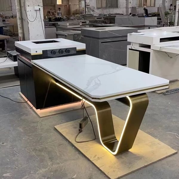 Custom Modern High-End Luxury Kitchen Cabinet Solid Oak and MDF Material with Contemporary Design Walnut Wood Handmade