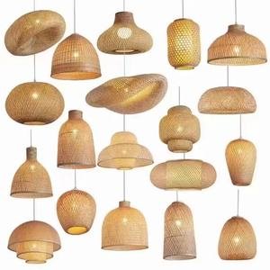 UL Listed Chinese Style Bamboo Rattan Shade Single Light Ceiling Hanging Pendant Light