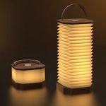 Modern Hotel Desk Wooden Lamp Touch Button Gradient Warm Light Color Home Style Rechargeable Folding Paper Vertical Organ Lamp