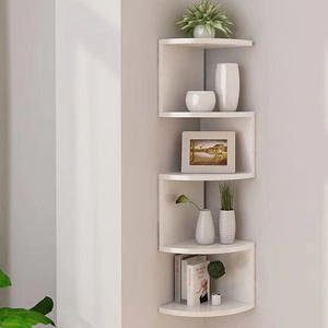 Nordic 5 Layers Wooden Corner Shelf Floating Semi-Circle Storage Shelves Bookshelf Wall Display Corner Shelf Home Decor