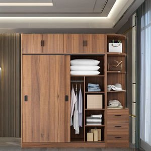Modern Wood Closet Home Bedroom Storage Cabinet Room with Small Household Sliding Door Storage Cabinet Large Closet