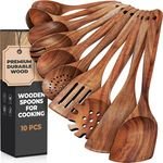 Natural Teak Wood Spatulas Kitchen Ladles Utensils Acacia Wood Handle Cooking Bamboo Spoon Wooden Cooking Utensil Tool Sets